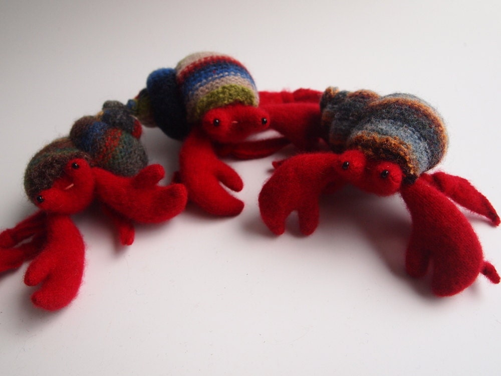 Hermit crab, waldorf toy, all natural toy, ecofriendly toy, sea creature, small stuffed animal,