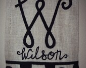 Hand Painted Burlap Monogram Banner