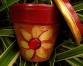 Red and Gold Painted Flower Pot - Wedding Favors - Garden Gifts