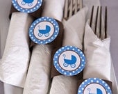 Napkin Rings - Blue Carriage Theme - It's a Boy Baby Shower Decorations in blue and brown (12)