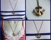 Anchor Necklace. Nautical Necklace. Nautical Jewelry. Navy Wife. US Navy. Antique Gold. Beach Necklace. Boater. Vintage Inspired Necklace