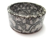 Lace motif bracelet decoupage bracelet decoupage jewelry lace jewelry black and white bangle bracelet