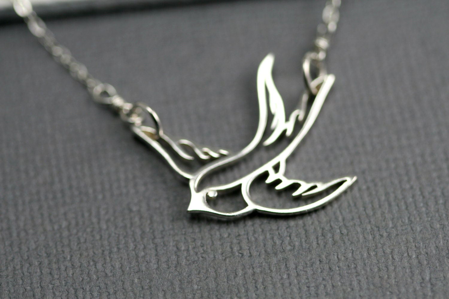 Sterling Silver Bird Necklace - Simple Sparrow Pendant - Modern Everyday Jewelry