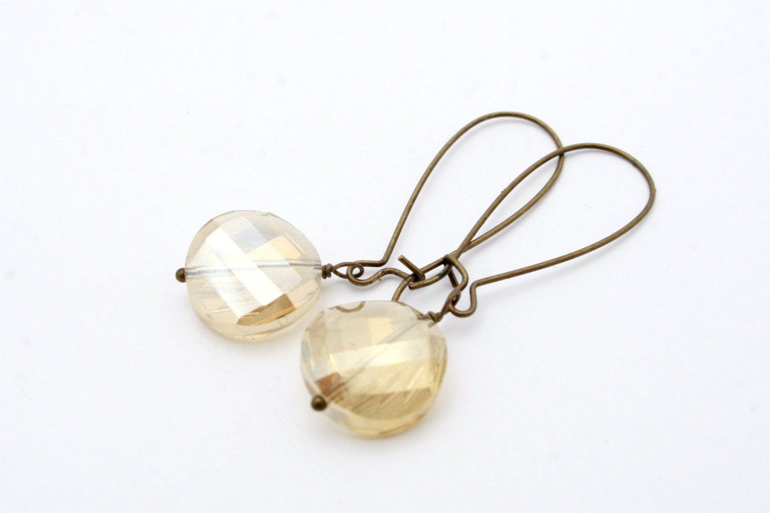 Anthropologie Inspired Crystal Wave Earrings - Simple Antique Brass and Topaz Crystal Earrings
