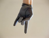 slate gray leather driving gloves // 1950s // small - JerushadVintage