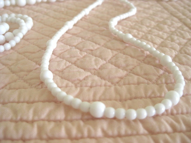 Mad Men White Glass Multi Strand Bead Necklace