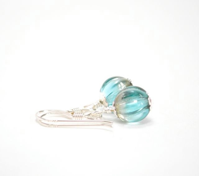 Aqua Earrings, Minimalist Jewelry Light Teal Silver Metallic Drop Earrings Summer Fashion Gift For Her Under 20 - Morning Glory