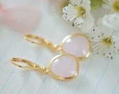 Pink earrings, light pink earrings, pink and gold earrings, pink jewelry, Bridesmaids gifts, wedding jewelry, bridesmaids earrings, Opal