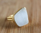 Free Form White Agate Druzy Adjustable Ring - Fashionista Ring