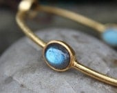 SALE 15 OFF Midnight Blue Labradorite Bangle - Gemstone Stacking Bangle - Gold Plated