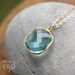 Light Teal AquaQuartz Necklace - Gold