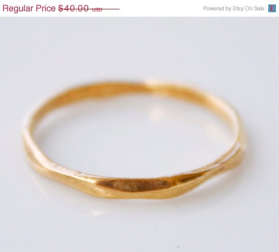 SALE 15 OFF Gold Band Ring - Hammered Band Ring - Stacking Band, Stackable Ring, Simple