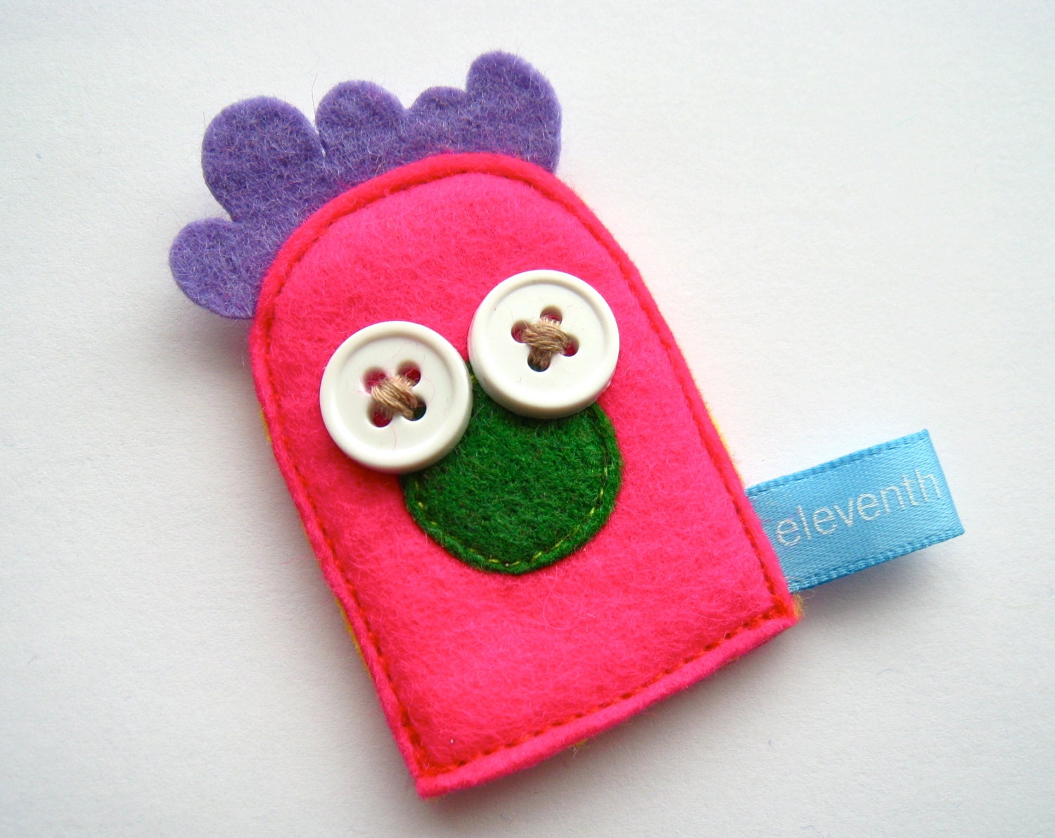 Plush Felt Finger Puppet - Pink, Purple and Green Felt Finger Puppet
