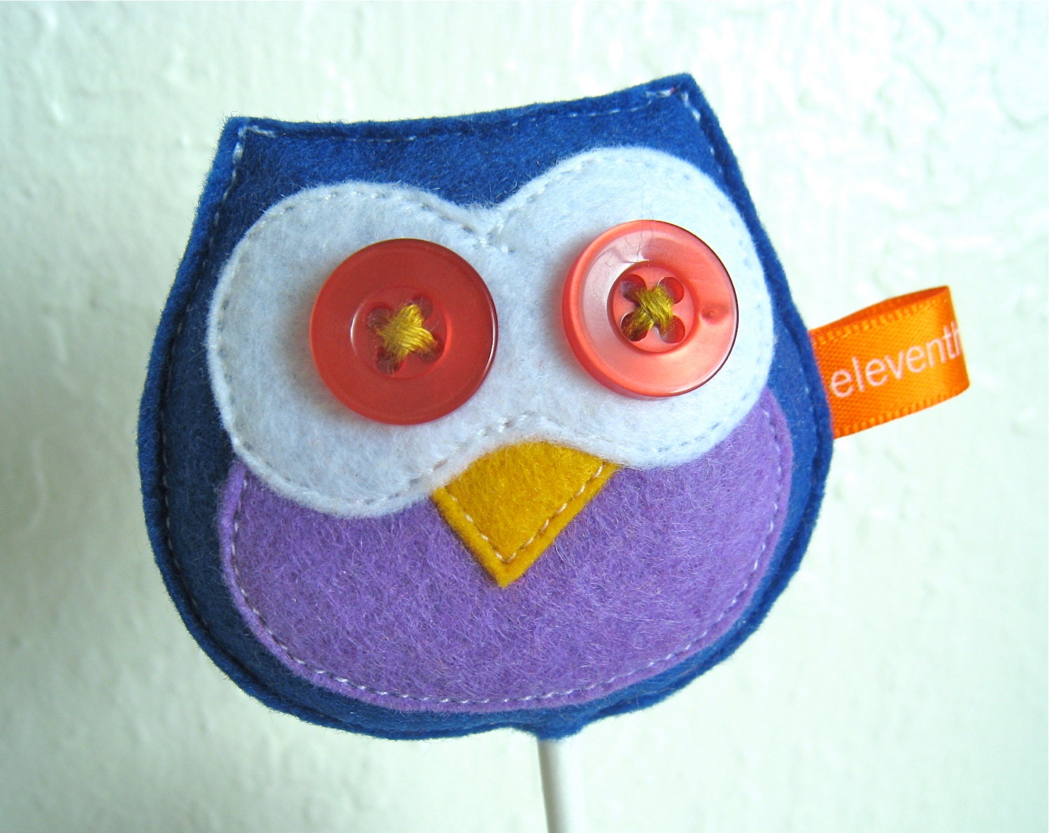 Owl Plush Felt Cupcake Topper - Blue and Purple Felt Cupcake Topper