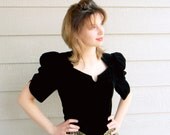 Vintage 80s Prom Dress Velvet Black Gold Lace Jessica McClintock Strapless Sweetheart Bust, Cocktail Party Dress Medium