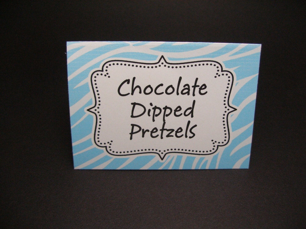 Blue Zebra - food tent cards - Place cards -  Food sign