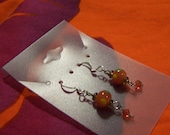Polka Dots ( orange.ceramic.dangle.earrings)