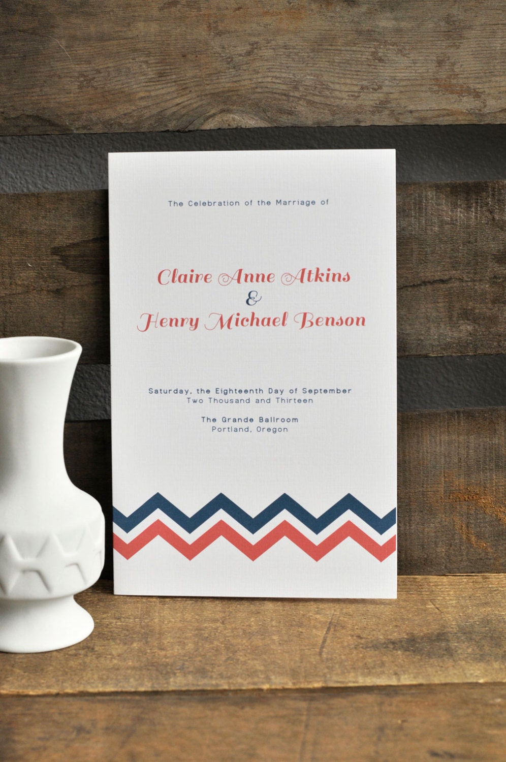 Booklet Wedding Program - Chevron