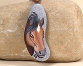 Horse, Hand painted stone pendant