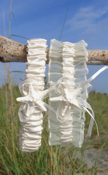 Starfish Beach Wedding Ivory Garter Set-SIMPLY IVORY-Beach Weddings, Starfish Bridal, Bridal Garter Set, Ivory Garter Set, Nautical Wedding