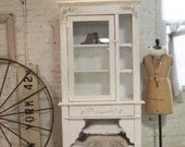 Painted Cottage Chic Shabby White Romantic French Farmhouse Cabinet CC27