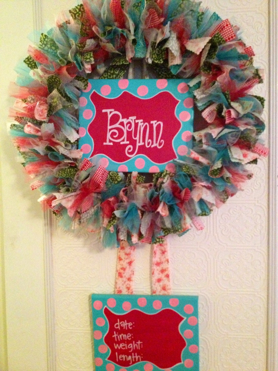 Custom Boutique Baby Wreaths, Birth Announcements, and Hospital Door Hangers