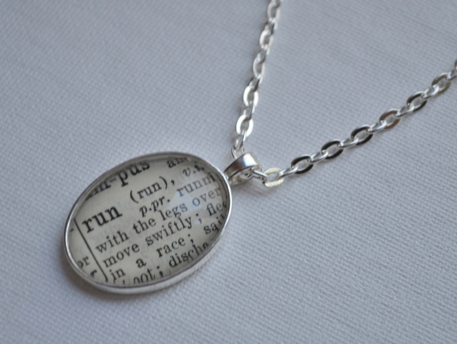 Vintage Dictionary Word Necklace Pendant RUN