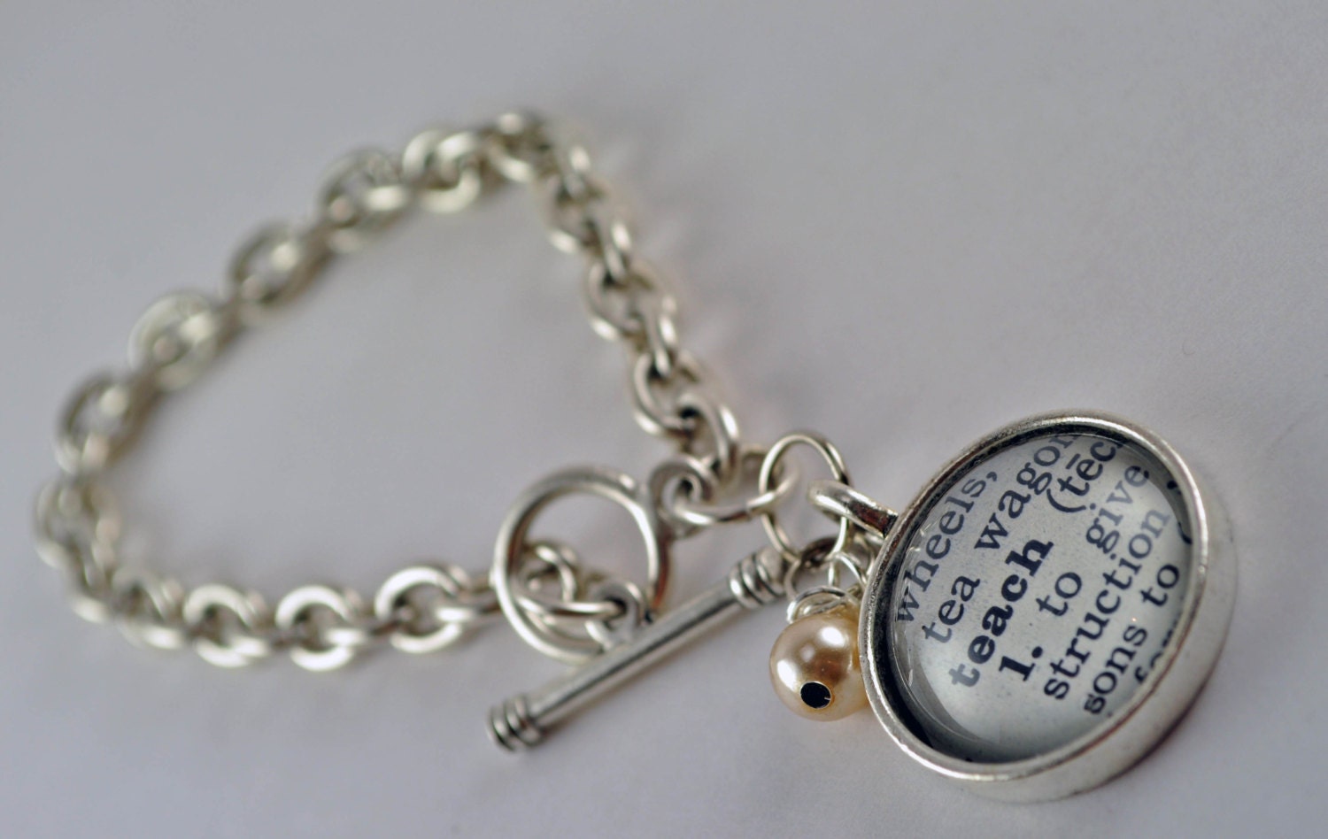 Personalized Vintage Dictionary Word Bracelet -TEACH