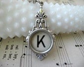 Typewriter Key Jewelry - Necklace - Letter K