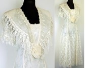 Vintage lace dress, ivory lace wedding dress, Scott McClintock, 1980s 80s dress, Size 8