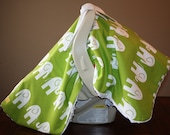 Elephant Car Seat Canopy- Green and White Elephant Car Seat Cover- Premier Prints Ele Fabric with White Minky Dot- Chartreuse