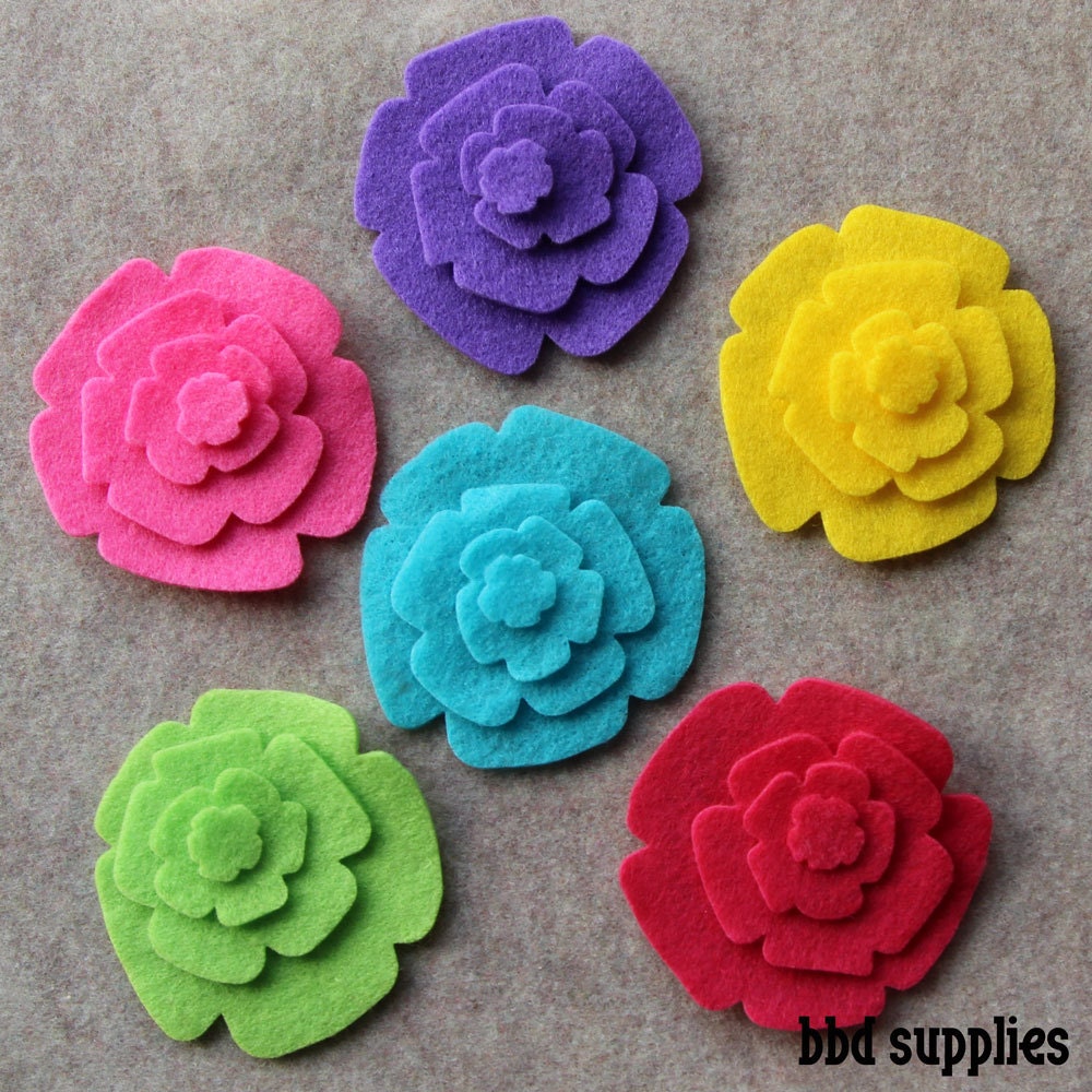 Summer of Love - Roses - 48 Die Cut Felt Flowers