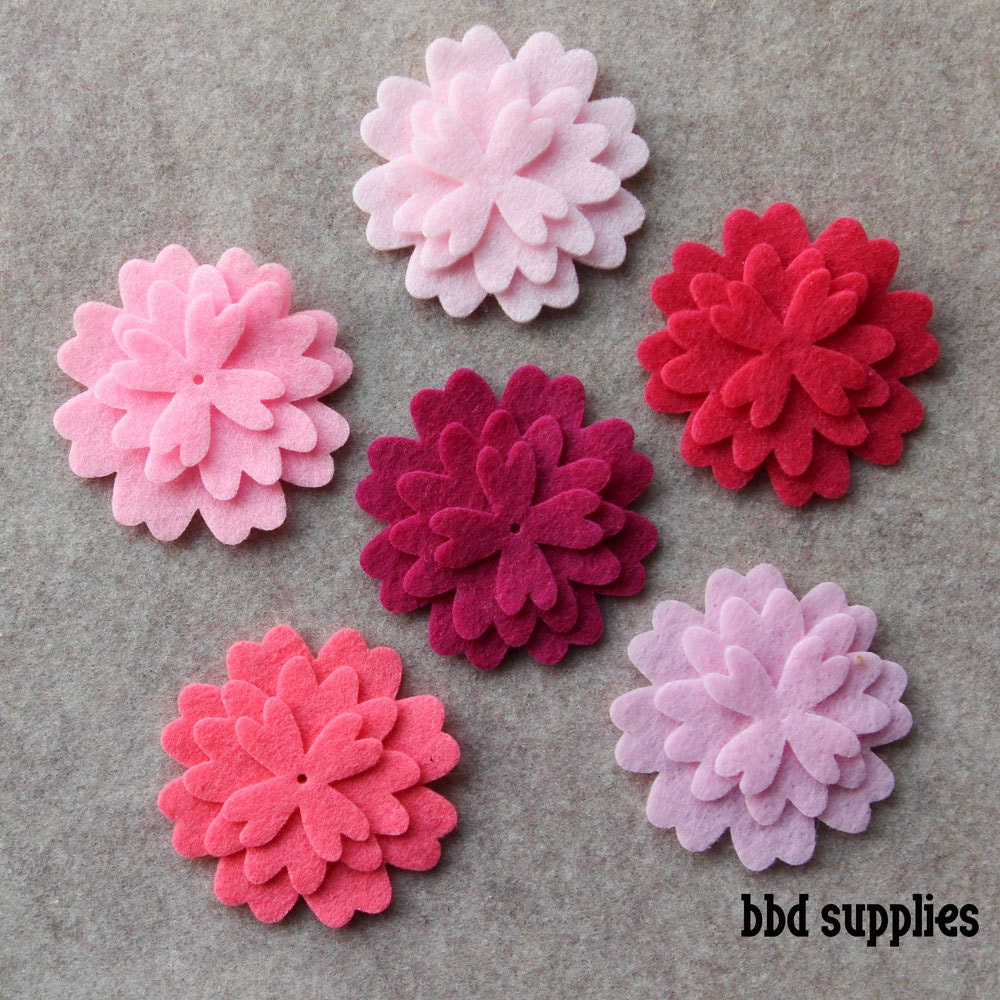 Perfectly Pink - Verbena - 36 Die Cut Felt Flowers