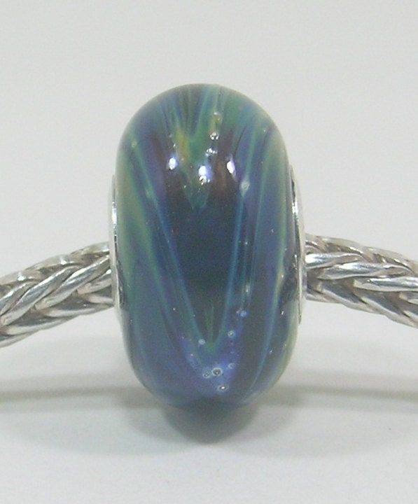OOAK Silver Foil Handmade Lampwork European Charm Armadillo Bead - SRA - Fits Troll/Biagi etc