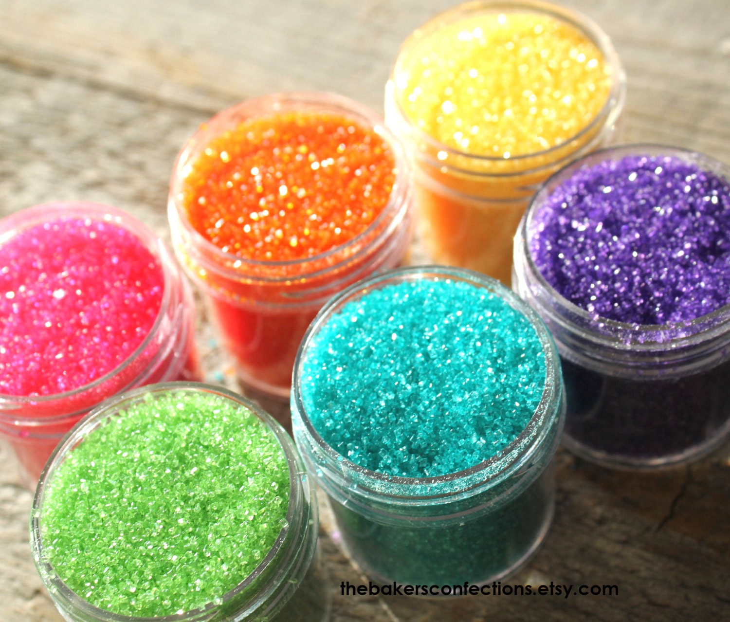 GIRLS Rainbow Sanding Sugar Sprinkles -  6 COLORS (6 pack of 1 oz mini jars)
