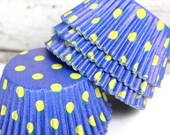 Blue with Yellow Polka Dot Cupcake Liners (50)