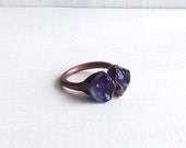 Amethyst Ring Cocktail Ring Gemstone Ring Birthstone Ring February Purple Violet Plum Rough Stone Ring
