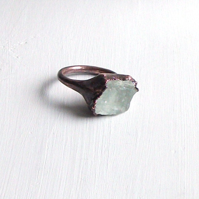 Gemstone Ring Aquamarine Ring Birthstone Ring Cocktail Ring March Pisces Stone Mineral Sea Blue For Her Artisan Handmade