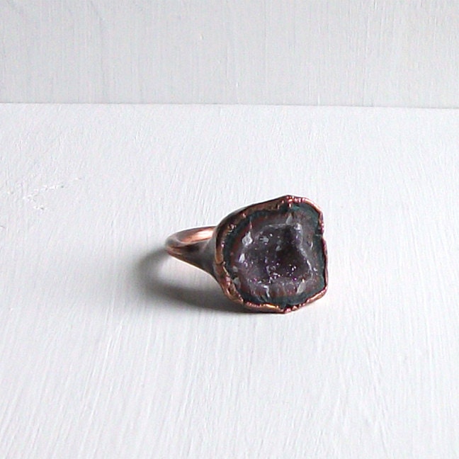 Druzy Ring Geode Ring Gemstone Ring Cocktail Ring Mineral Rough Stone Ring Rust Crystal Handmade Raw Artisan