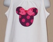 Disney Inspired Minnie Mouse Appliqued Shirt - Minnie Ears and Bow - Baby Toddler Girls - Perfect for Birthdays Disney Trips - Tank Top