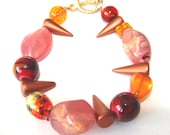 Pink Gold And Copper Beaded Bracelet Fun And  Funky Fashion Jewelry For Women
