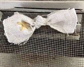 Frayed Knots Linen Bow- oatmeal