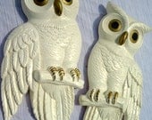 Hollywood Regency 70s Pearl and Gold Owls