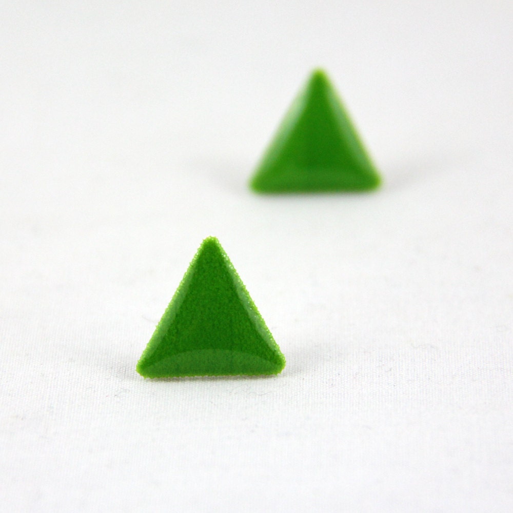 Green Bunting - Post Earrings - Surgical Steel