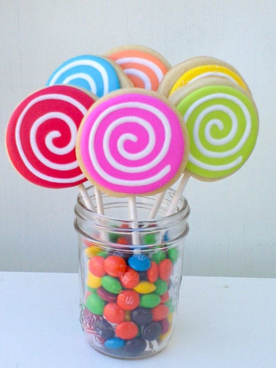 Colorful Swirl Cookie Pops - 1 dozen