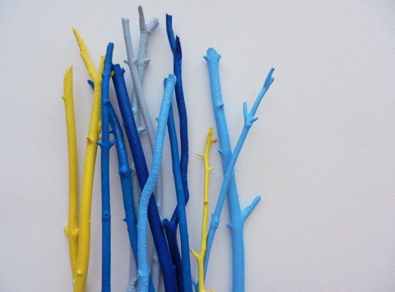 Custom Painted Branches 19 - 24 inches tall  / Your choice of color / unique vase filler / wooden branches / colorful home decor