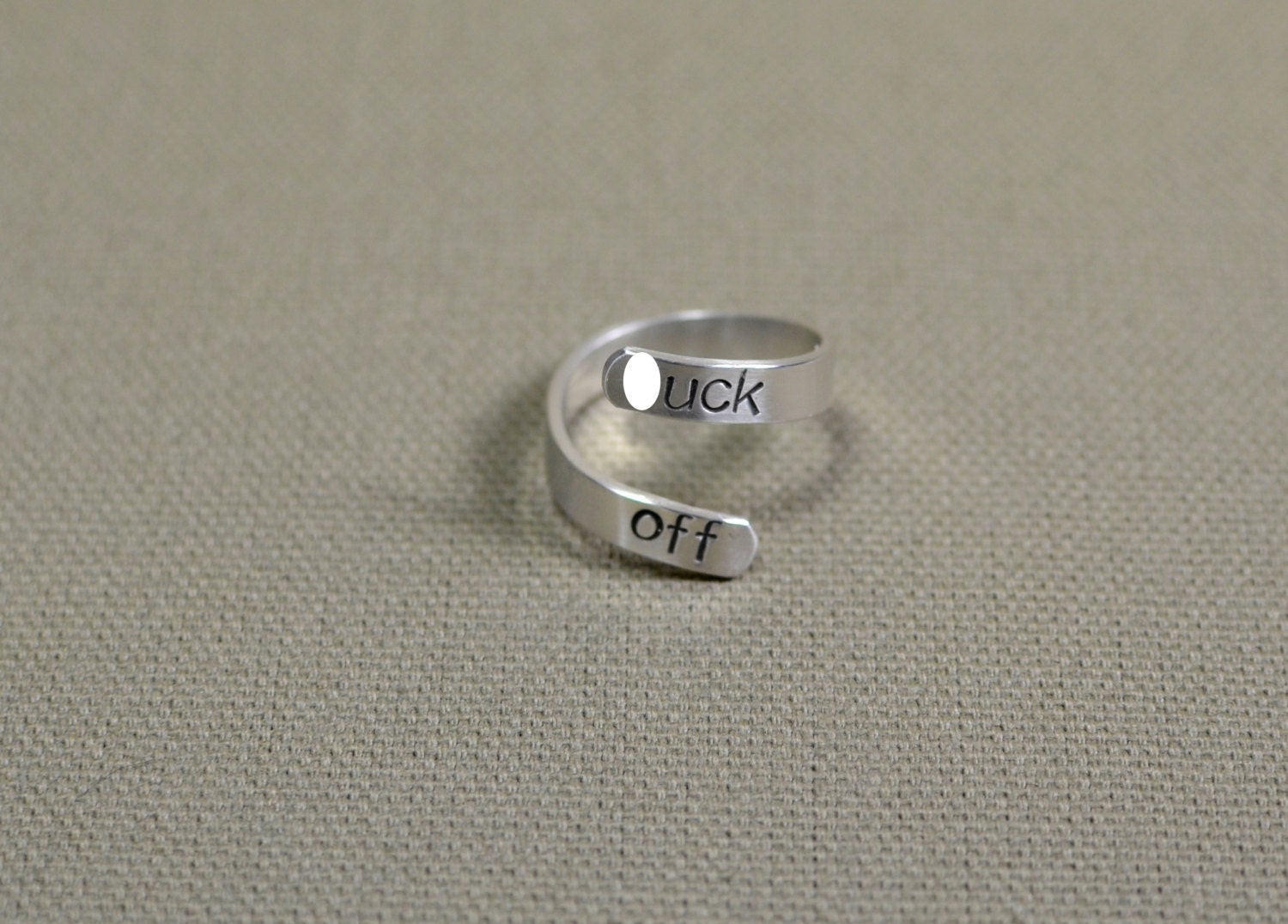 Sterling silver fu'k off bypass ring
