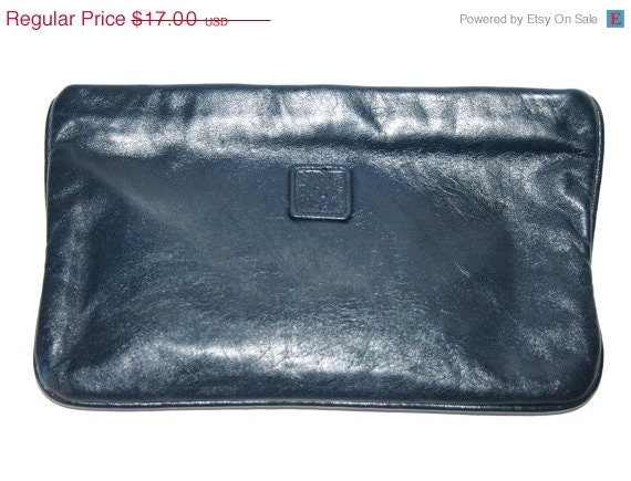 ON SALE Vintage Leather Clutch By Anne Klein