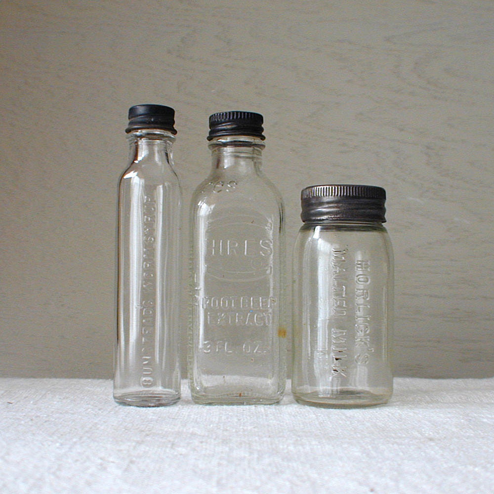 Antique Glass Medicine Bottles Lot of 3