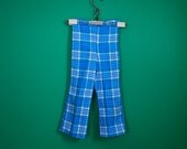 Vintage 1970s Blue Plaid Pants- Size 2T 3T